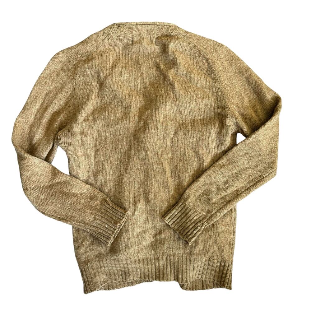 Scotish Shetland 100% Wool Sweater Cardigan Tan Medium - Picture 2 of 5